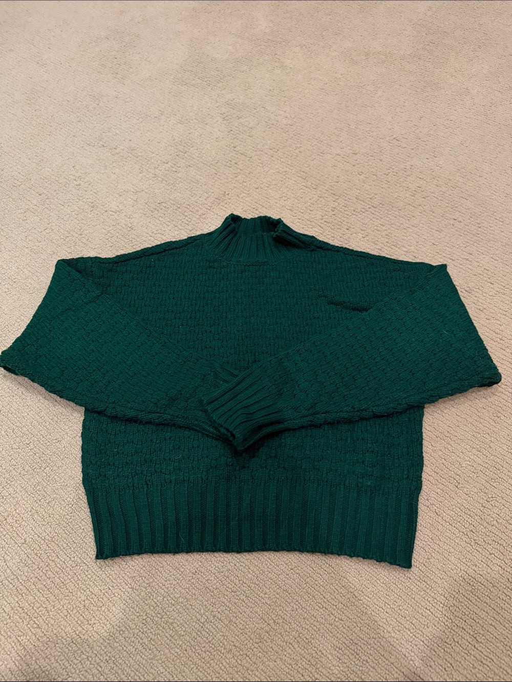Double Zero Dark Green Cable Knit Mock Turtleneck Sweater